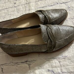 LIEN DO LEATHER UPPER BROWN SILVER METALLIC LOAFERS WOMEN’S SIZE 9